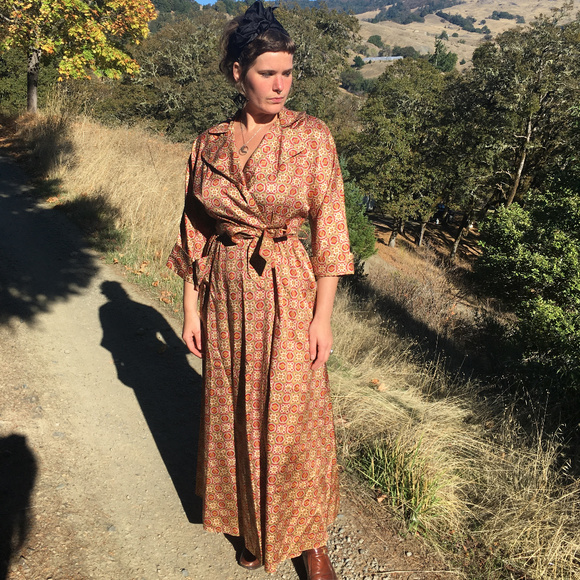 Vintage 50's sleeved hostess dress - Picture 4 of 6